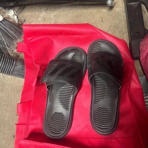 adidas Black Slip-On Slide Sandals with Cushioned Footbed